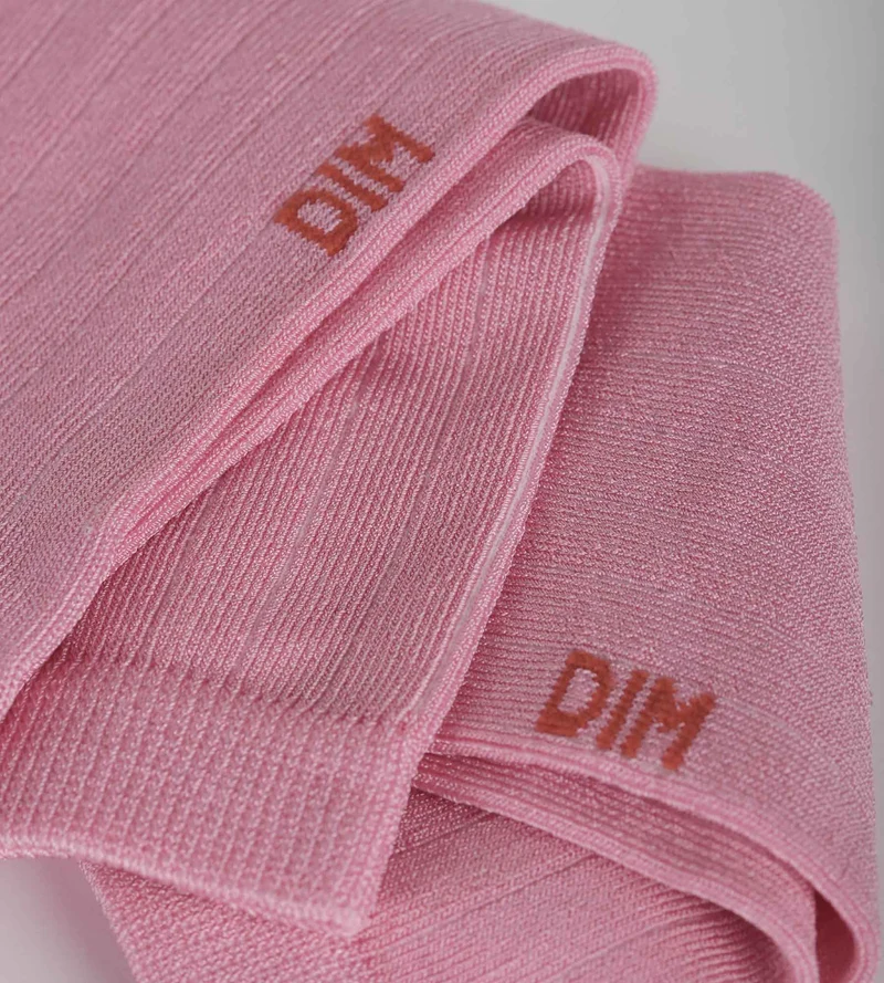 Chaussettes femme côtelées en coton satiné Mauve Dim Mode