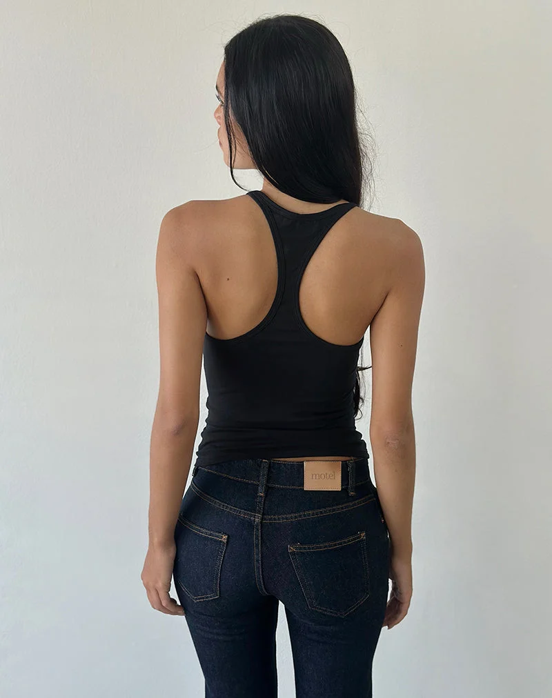 Haut de sport à dos nageur Nemue, couleur noire