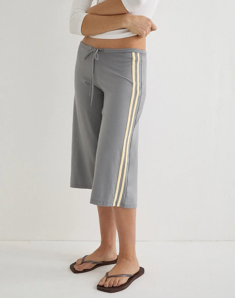 Pantalon Mino Capri gris avec bordure jaune citron