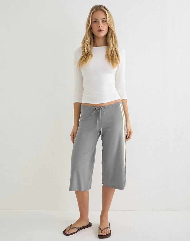 Pantalon Mino Capri gris avec bordure jaune citron