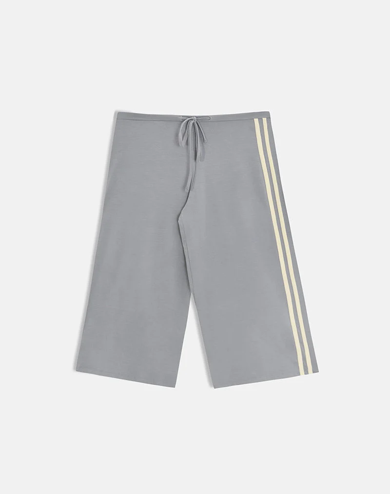 Pantalon Mino Capri gris avec bordure jaune citron