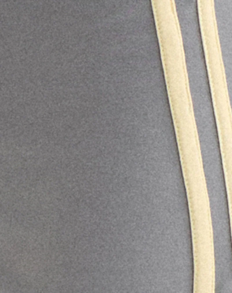 Pantalon Mino Capri gris avec bordure jaune citron