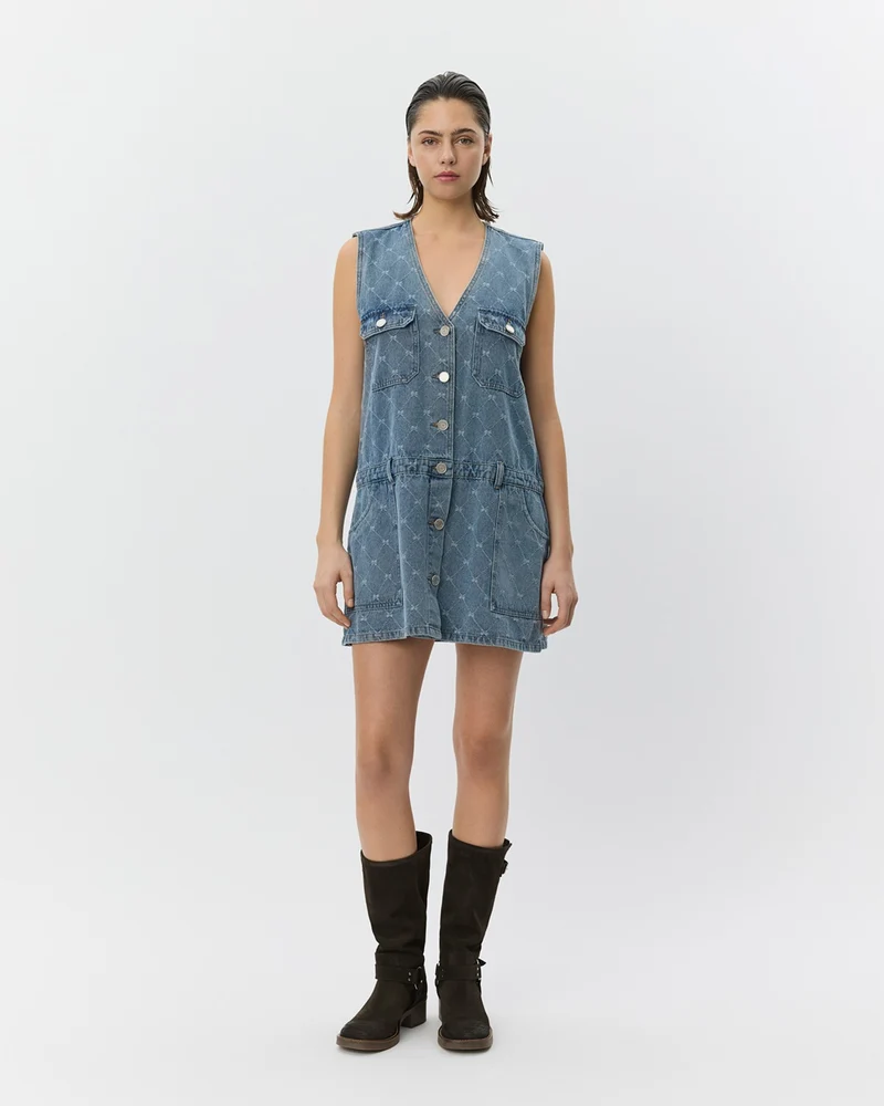 Robe Albertine sans manches en denim