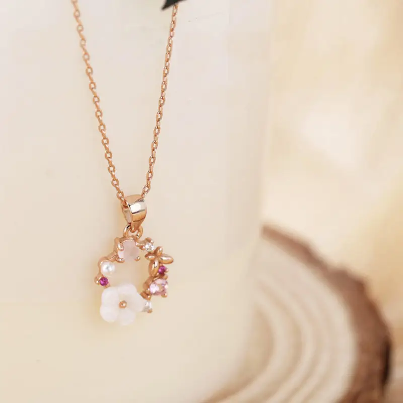 Collier Pendentif Rose Fleur