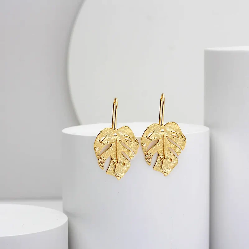Boucles d'Oreilles Feuille Dorée