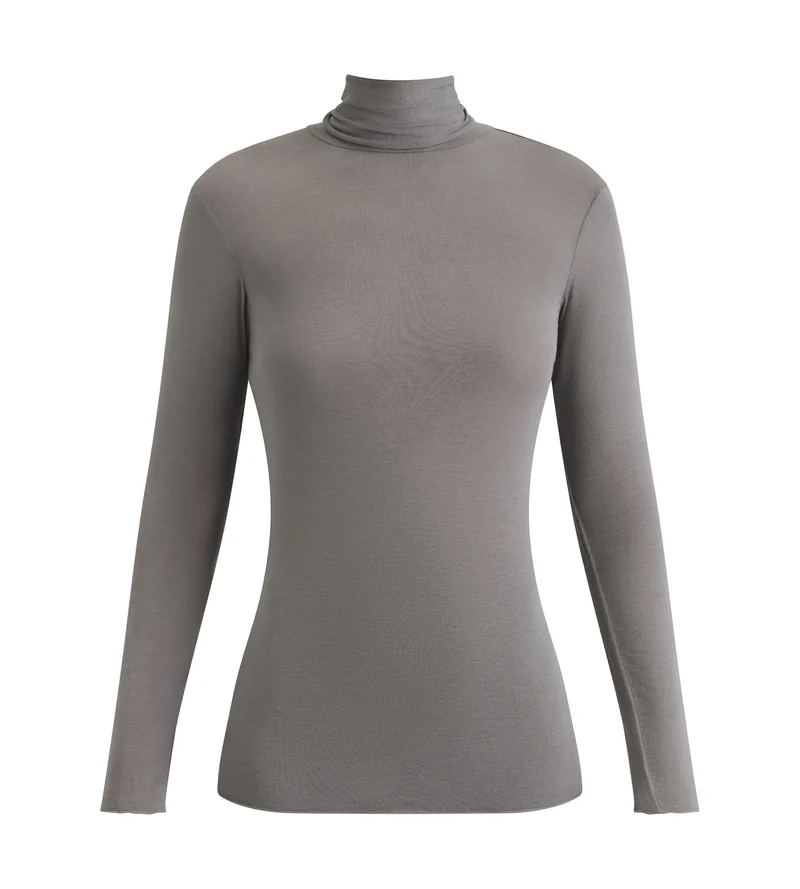 T-shirt femme à col montant Gris Dim Thermal