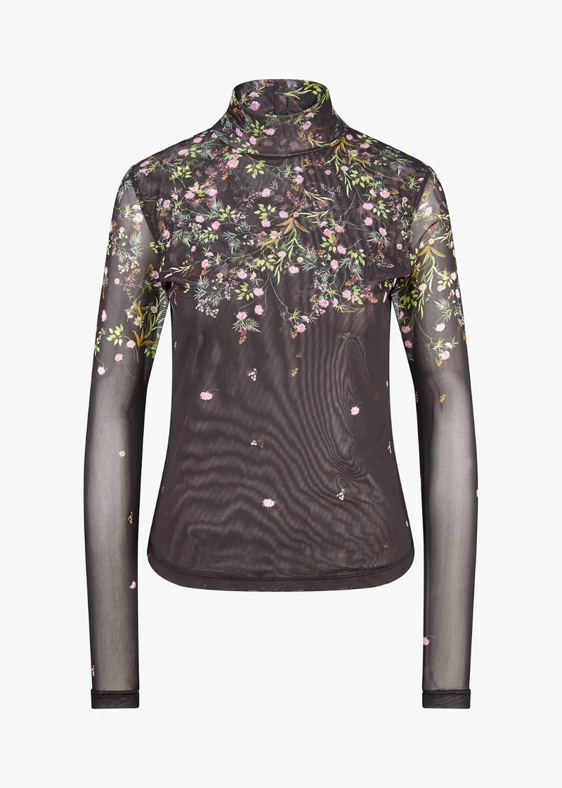 Haut transparent à imprimé floral