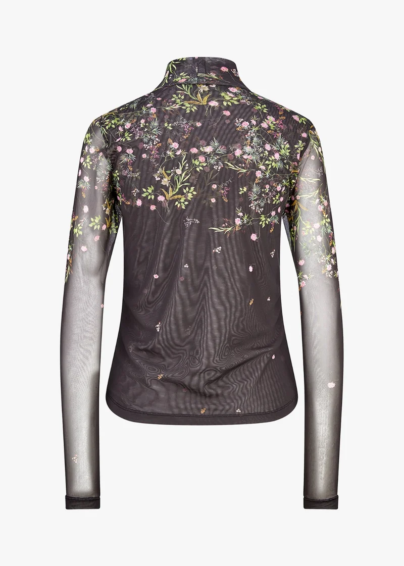 Haut transparent à imprimé floral