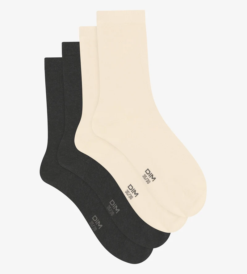 Lot de 2 paires de mi-chaussettes femme en coton Ivoire Dim