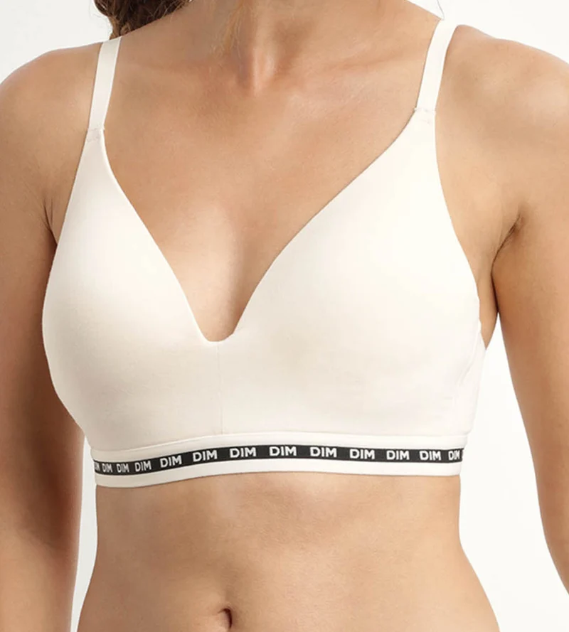 Soutien-gorge triangle en coton modal beige à bonnets moulés Dim Icons