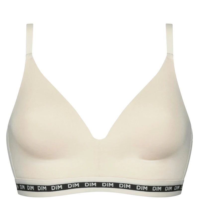 Soutien-gorge triangle en coton modal beige à bonnets moulés Dim Icons