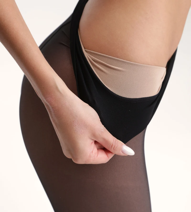 Collant chaud effet transparent Noir Thermo