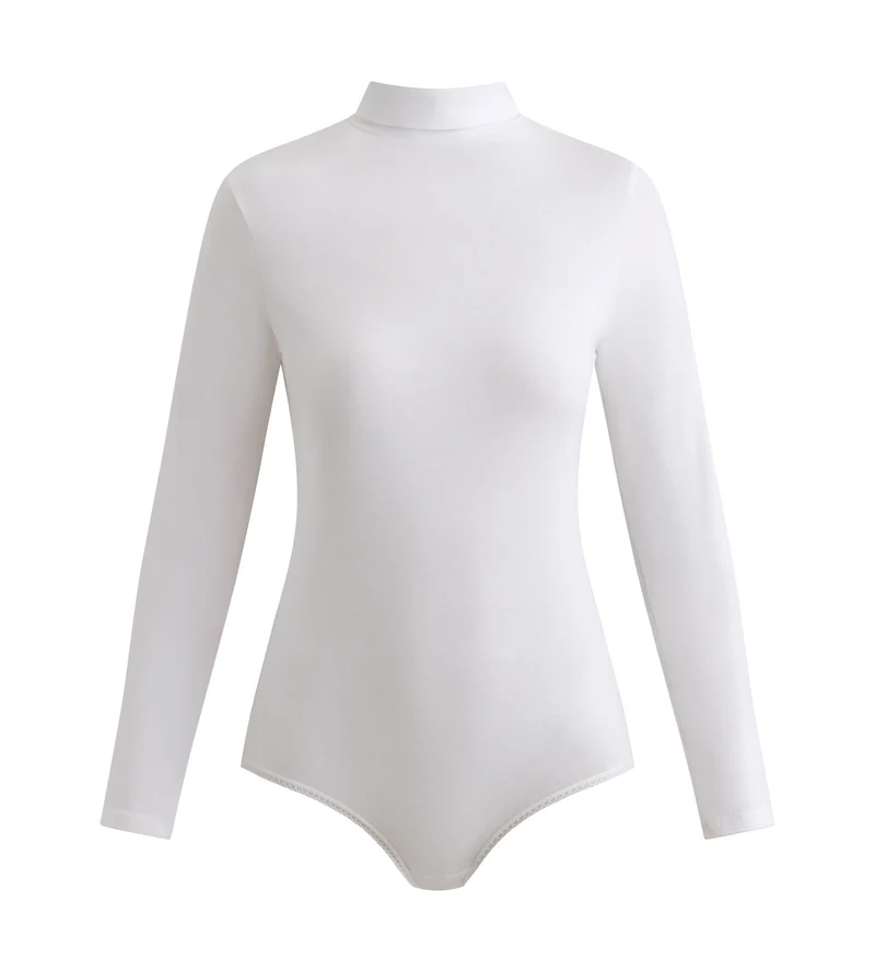 Body manches longues femme col montant Blanc Dim Thermal