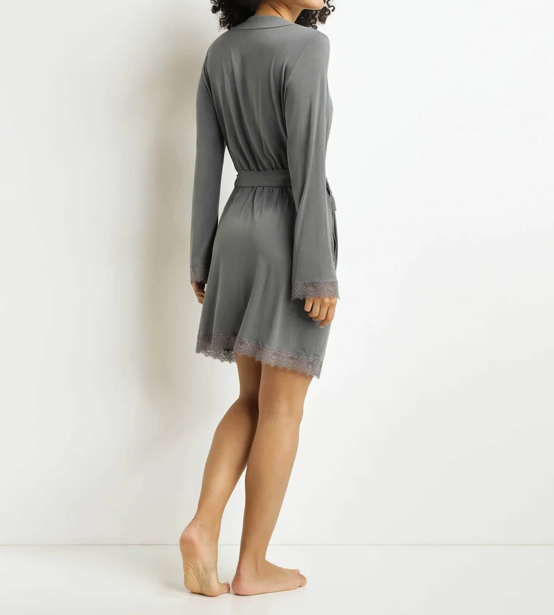 Peignoir femme Gris avec dentelle Don’t Disturb