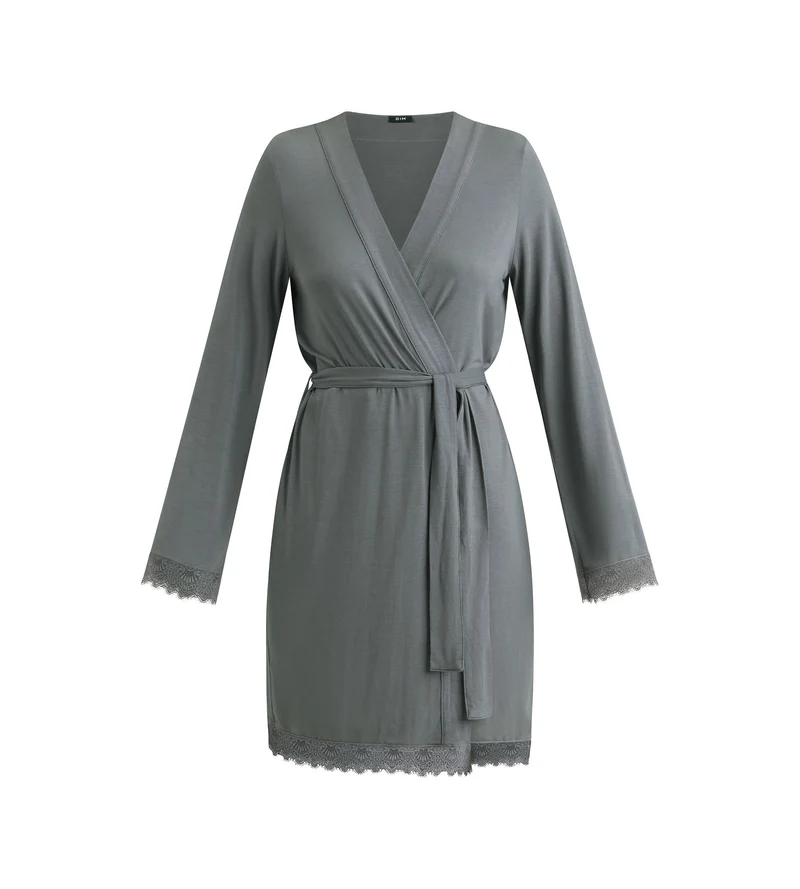 Peignoir femme Gris avec dentelle Don’t Disturb