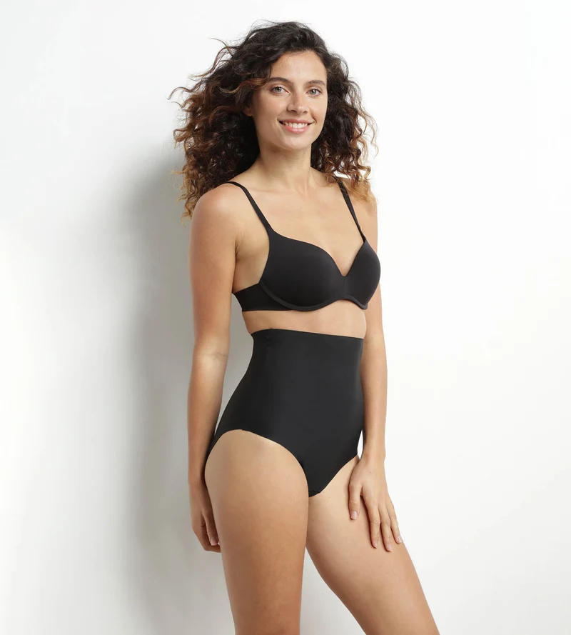 Culotte effet sculptant femme taille haute sans couture Noir Dim Silhouette Invisible