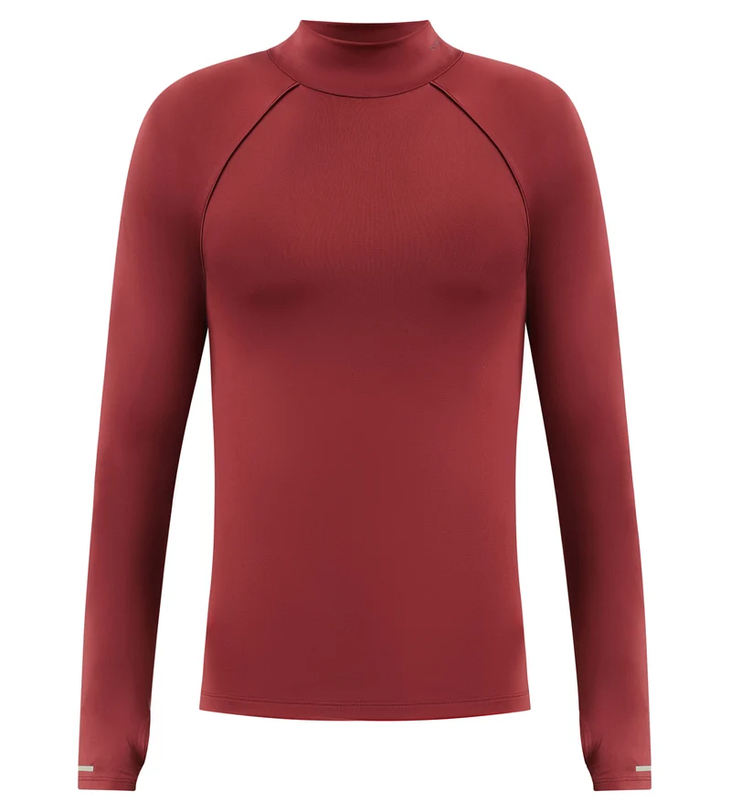 Haut de sport homme à col montant en microfibre Bordeaux Dim Move
