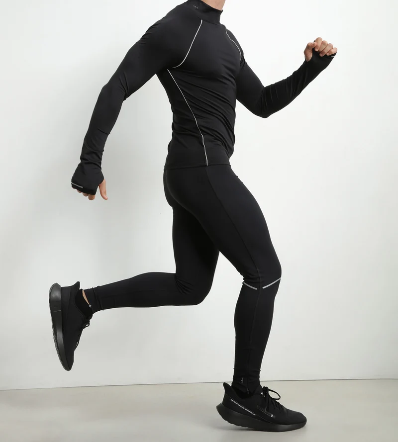Haut de sport homme à col montant en microfibre Noire Dim Move