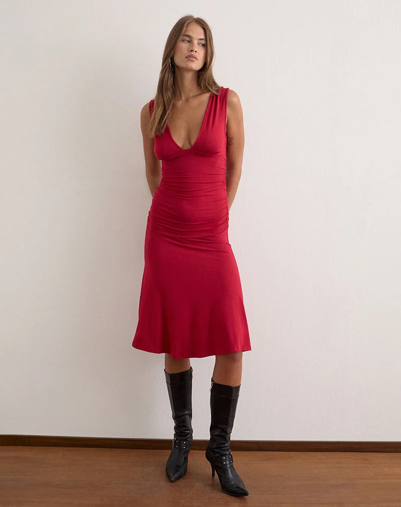 Robe midi Laluma en rouge adrénaline