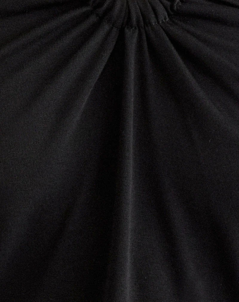 Halter-top Ballerie en cupro noir