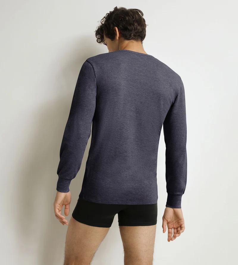 T-shirt homme en coton gris bleuté Dim Thermal