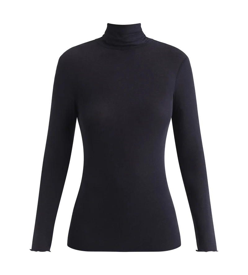 T-shirt femme à col montant Noir Dim Thermal