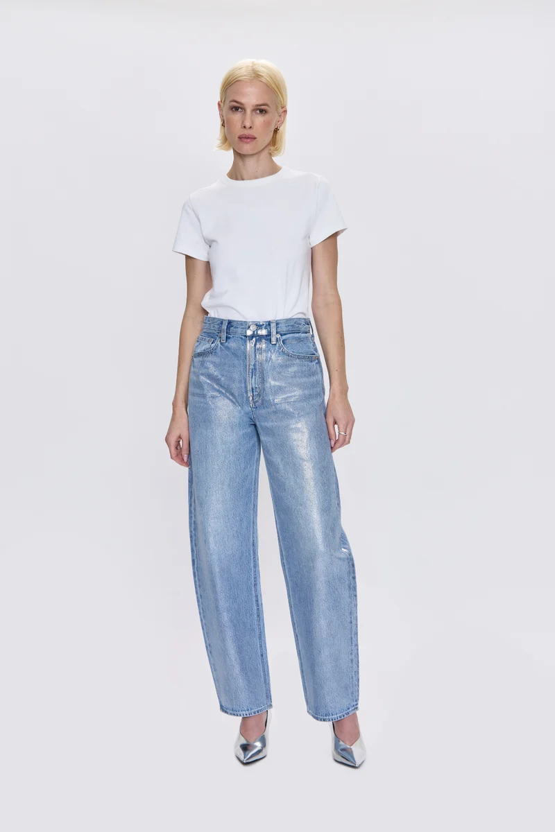 Jeans à taille haute et coupe barrel Wes