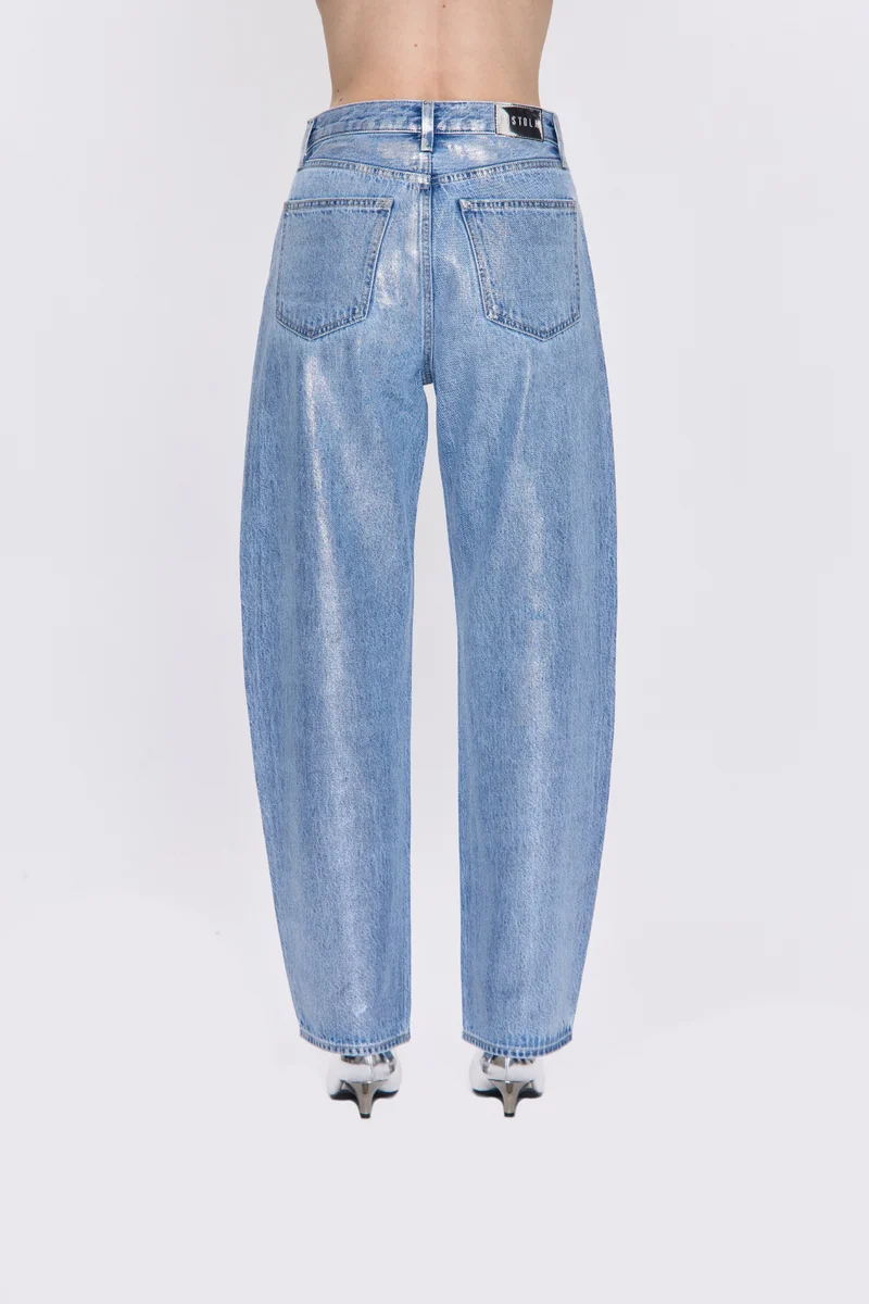 Jeans à taille haute et coupe barrel Wes