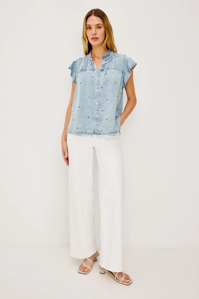 Chemisier Ruthie brodé en denim léger