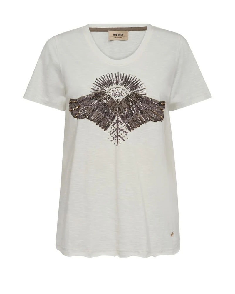 T-shirt avec perles et motif d'ailes Nadine
