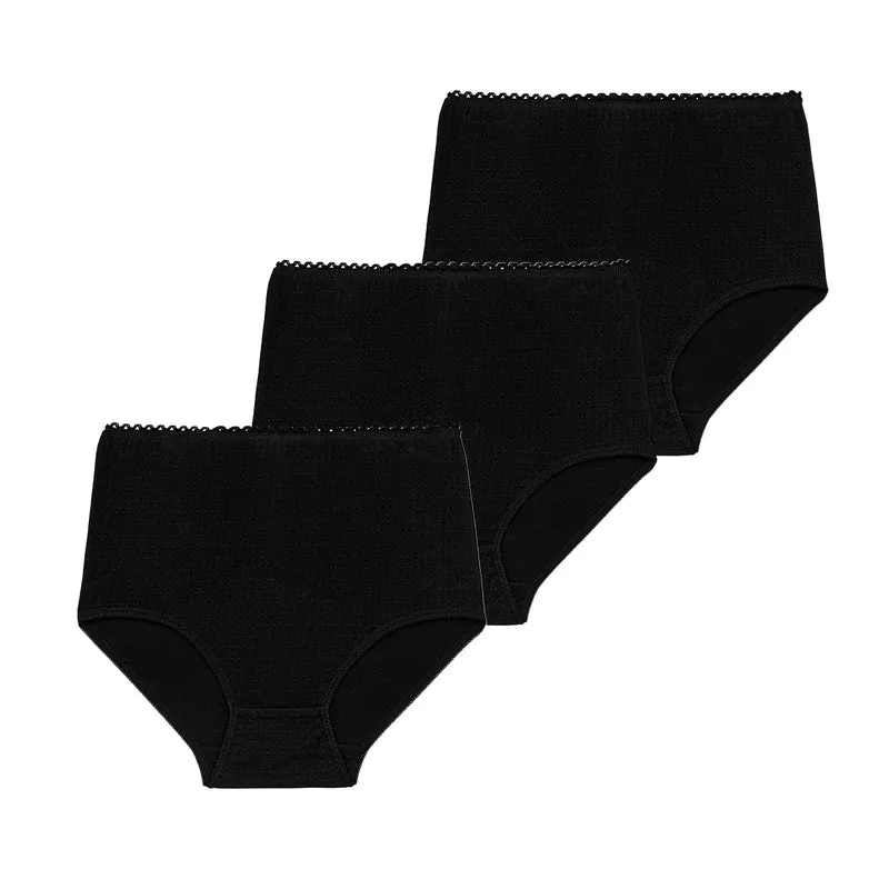 Lot de trois culottes taille haute noir Best cotton
