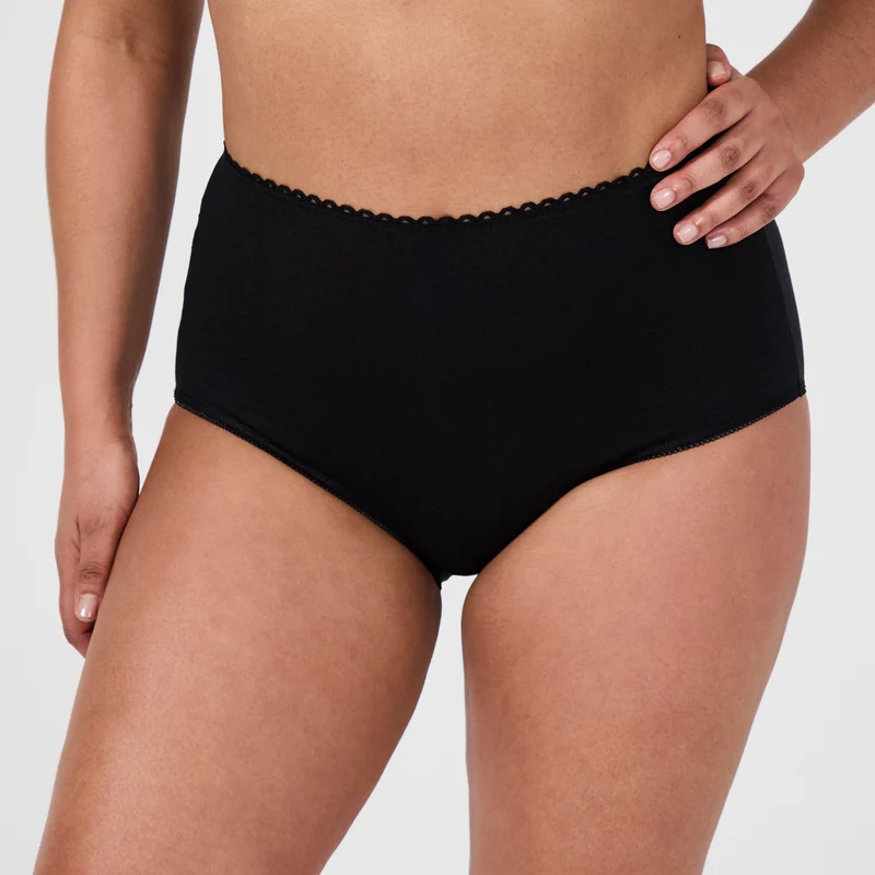 Lot de trois culottes taille haute noir Best cotton