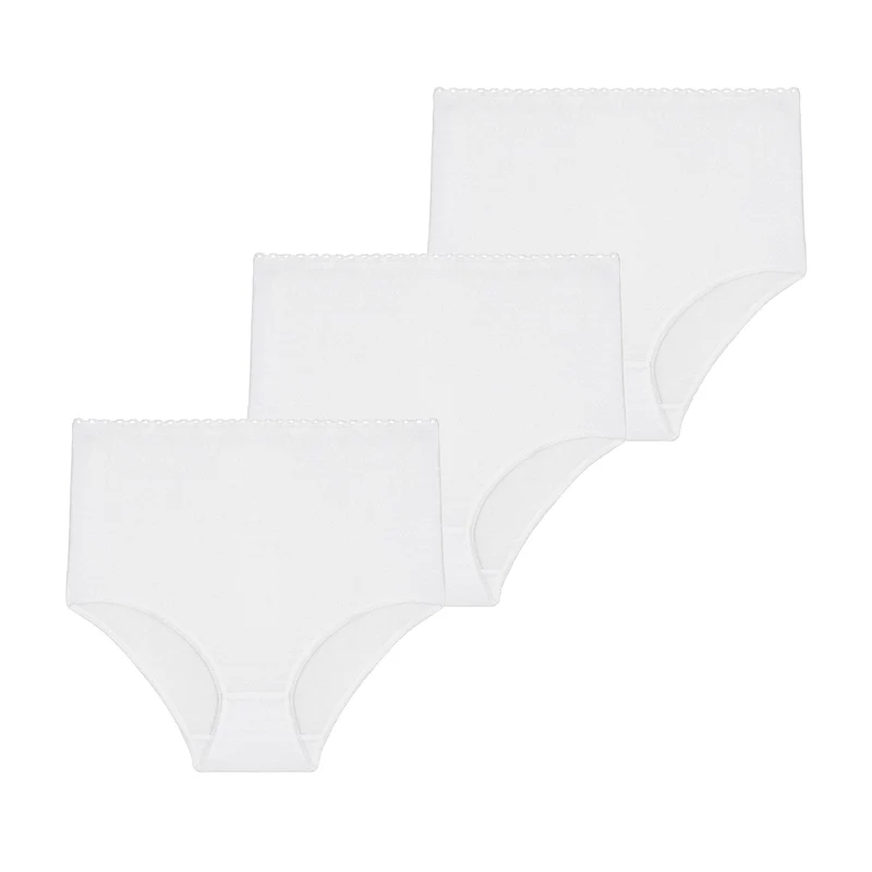 Lot de trois culottes taille haute blanc Best cotton