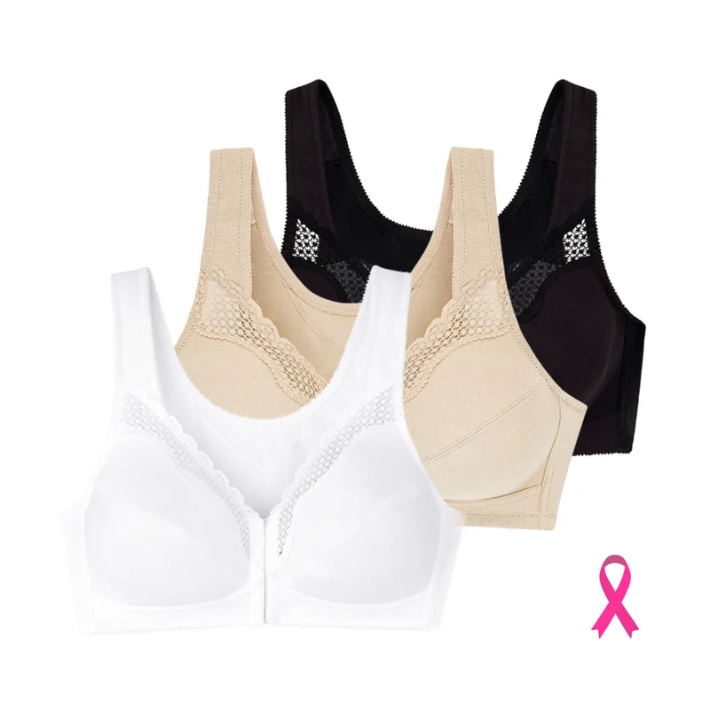 Lot de trois soutiens-gorge sans armatures emboîtants blanc nude noir Posture control