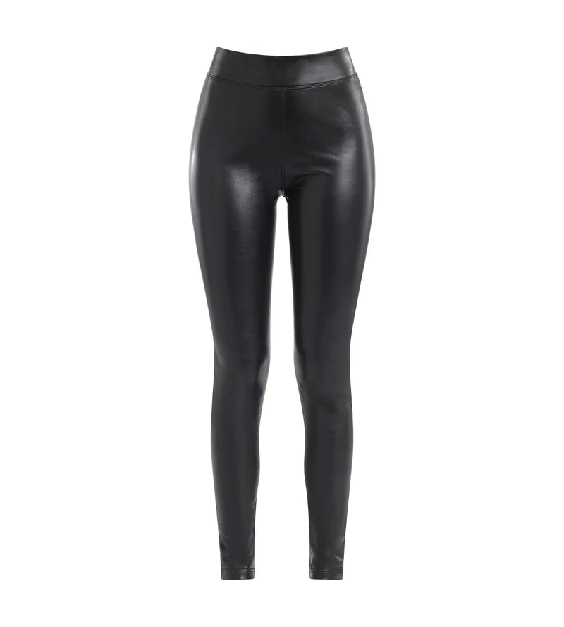 Legging femme Noir en cuir végétal mat Dim Comfywear