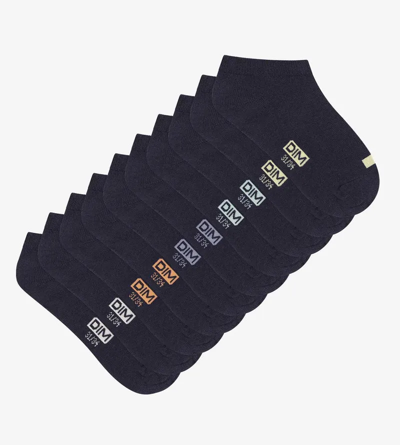 Lot de 5 paires de socquettes unisexes coton Marine à vignettes EcoDim