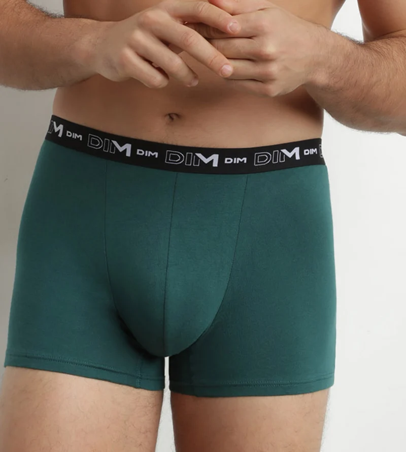 Lot de 3 boxers homme en coton Vert Bleu Dim Coton Stretch