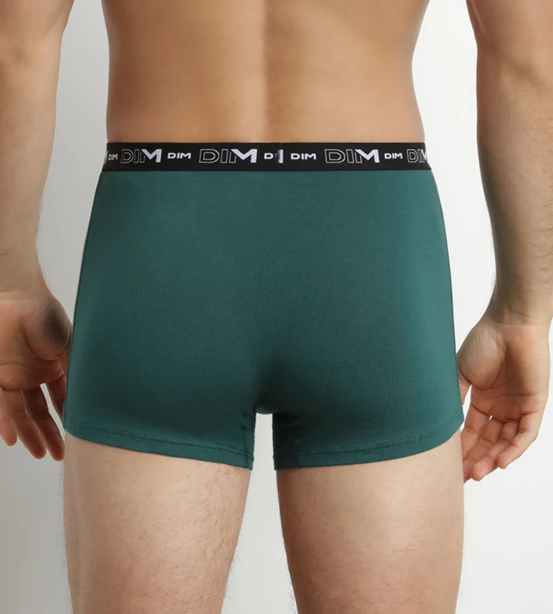 Lot de 3 boxers homme en coton Vert Bleu Dim Coton Stretch