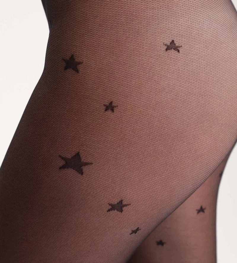 Collant transparent noir à motif Etoile Dim Style