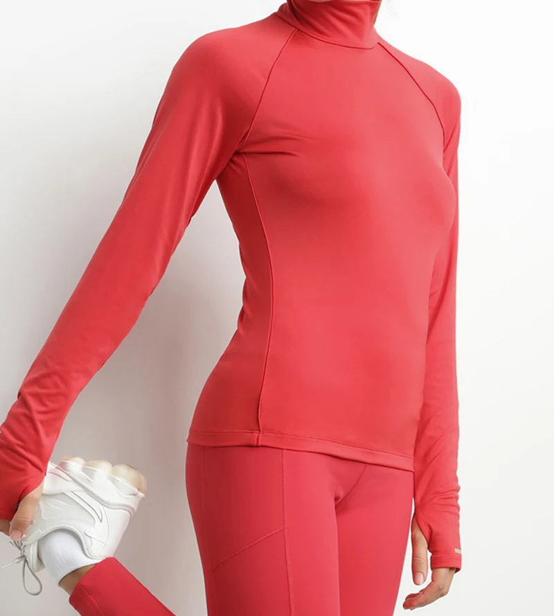 Haut de sport femme à col montant en microfibre Rouge Dim Move