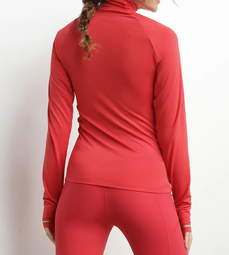 Haut de sport femme à col montant en microfibre Rouge Dim Move