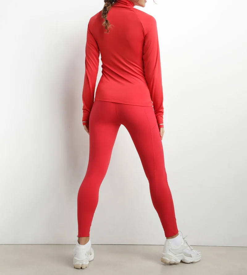 Haut de sport femme à col montant en microfibre Rouge Dim Move
