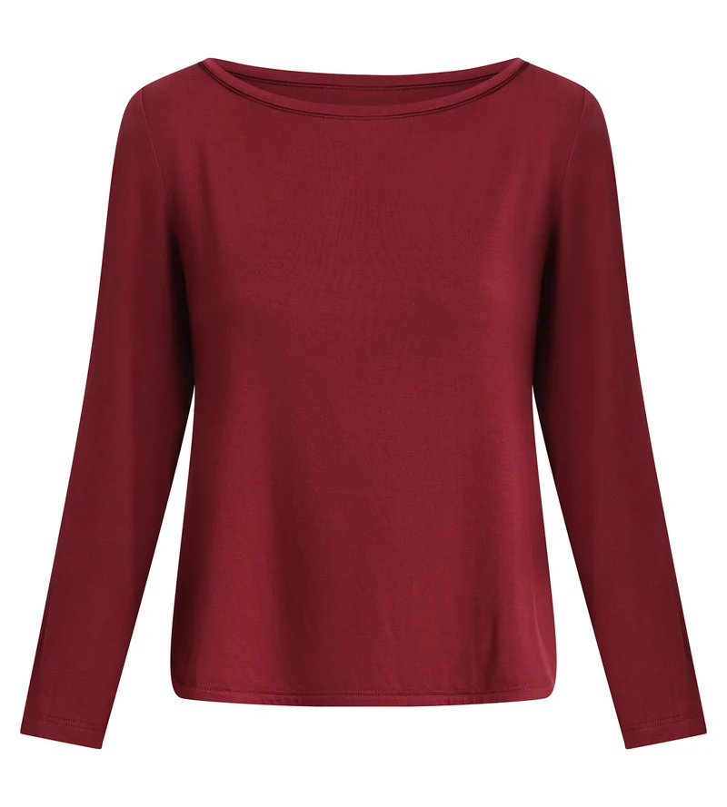 Haut de sport femme à col bateau en viscose Bordeaux Dim Move