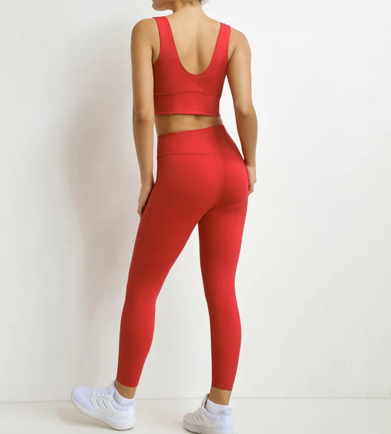 Legging de sport femme en microfibre sculptante Rouge Dim Move
