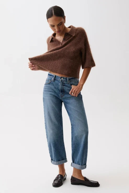 Jeans Donny à taille mi-haute et revers