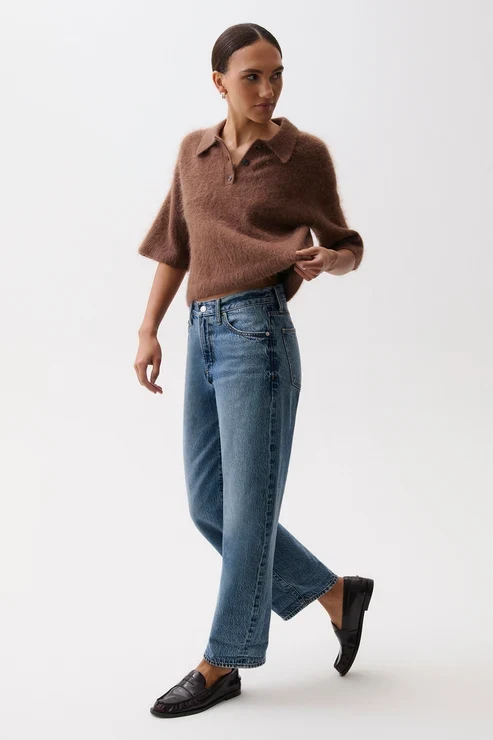Jeans Donny à taille mi-haute et revers