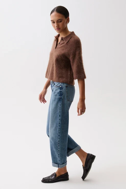 Jeans Donny à taille mi-haute et revers