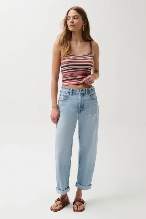 Jeans Donny à taille mi-haute et revers