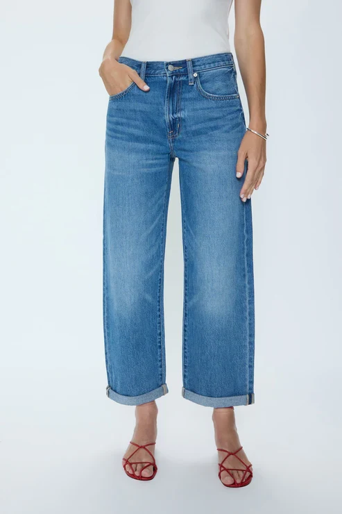 Jeans Donny à taille mi-haute et revers
