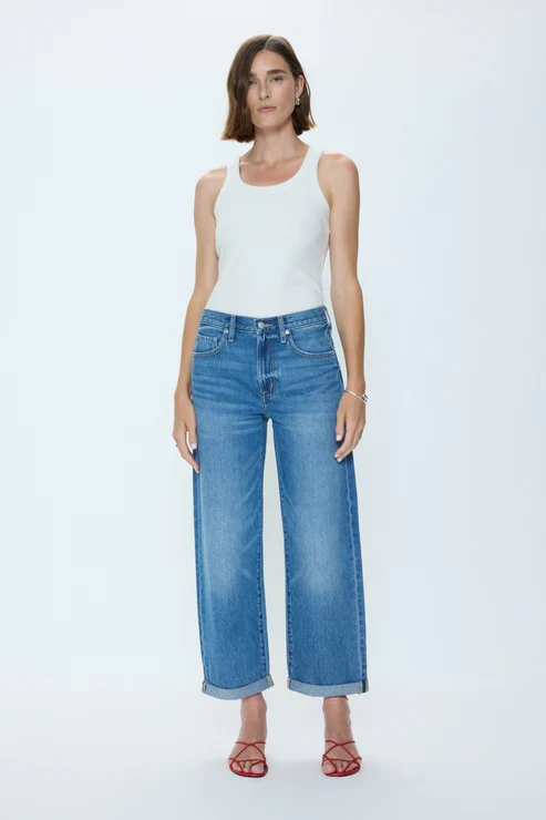 Jeans Donny à taille mi-haute et revers